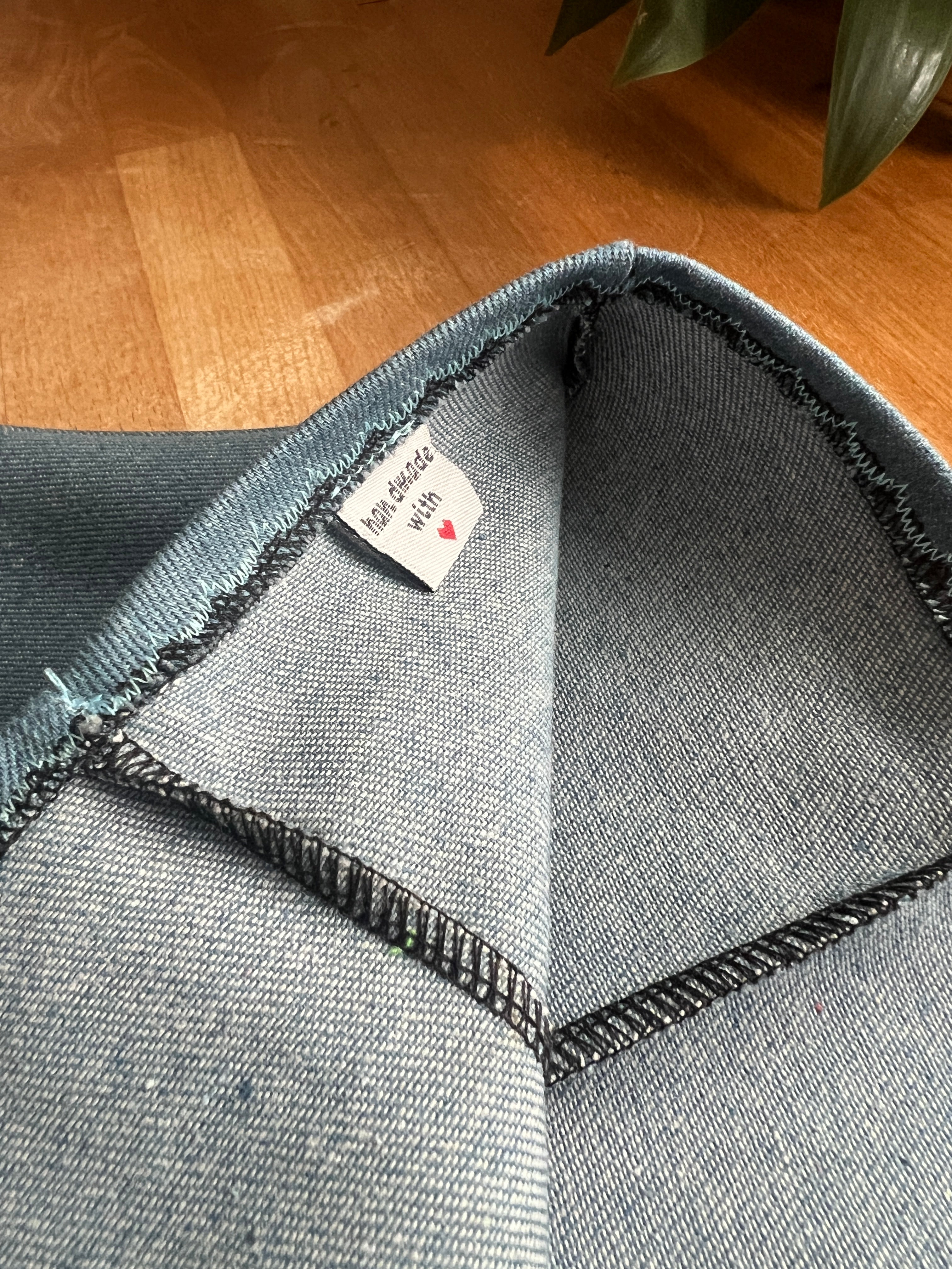 Handgemachter Rock A-Linie blau