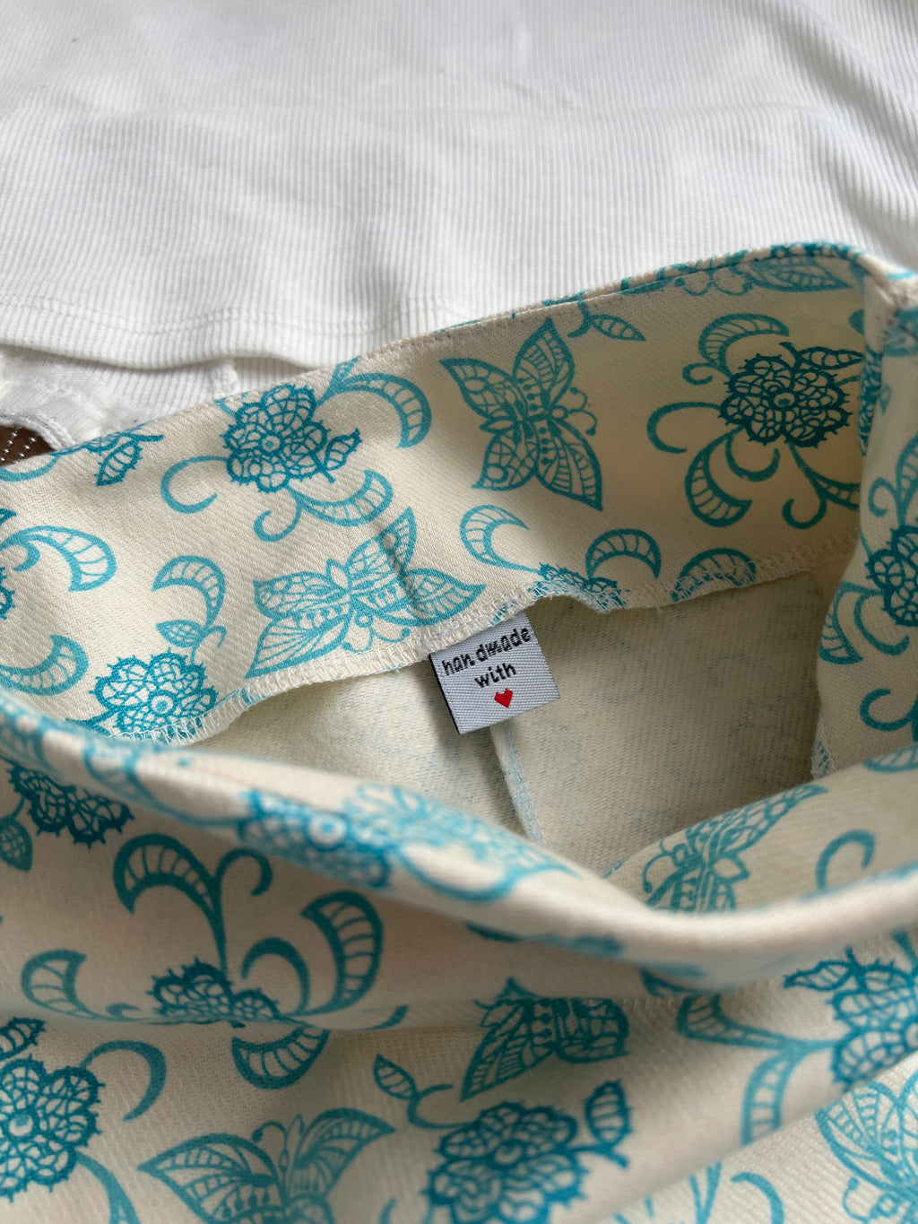 🌸 Handmade Blue Floral Skirt
L Size